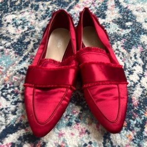 Red satin flats